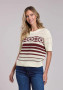 STETSON CREAM/MAROON WOMENS SHORT SLEEVE SWEATER TOP 