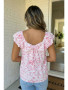FLORAL RUFFLE TOP - PINK 