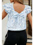 FLORAL RUFFLE TOP - BLUE 