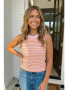 PINK/ORANGE STRIPED TANK TOP