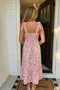 FLORAL LACE TIERED PINK DRESS