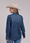 STETSON WOMENS DENIM LONG SLEEVE SNAP SHIRT