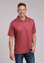 ROPER MENS WESTERN PRINT POLO - RED