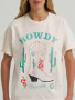 Wrangler Retro® Graphic Short Sleeve T-Shirt – Girlfriend Fit, Whisper White – 100% Cotton, Howdy Boot & Cactus Graphic