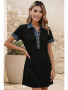 Women’s Black Polo Dress with Denim Trim