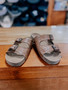 ROPER TAN TOOLED TWO BUCKLE SANDALS 