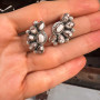 WHITE BUFFALO HALF CLUSTER EARRINGS 