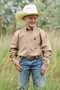 CINCH BOYS' KHAKI LONG SLEEVE BUTTON UP 