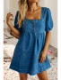 BLUE DENIM PUFF SLEEVE DRESS 