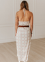 CREAM BIT SATIN HALTER LACE DRESS 