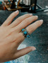 SOL BRASS/TURQ SCALLOPED RING