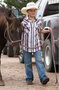 CINCH BOYS PEARL SNAP WHITE / BURGANDY SHORT SLEEVE