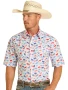 SHORT SLEEVE SNAP LONGHORN WHITE SHIRT 