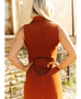DENIM SLEEVELESS DRESS - CAMEL