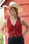 WOMEN'S RED DENIM VEST 