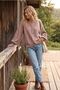 HENLEY BALLOON SLEEVE SWEATER