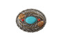 OVAL BUCKLE TURQUOISE STONE AND FEATHER