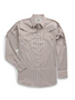 ELY CATTLEMENS PRO KHAKI STRIPED LONG SLEEVE PEARL SNAP