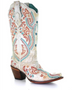 CORRAL WOMENS EMBROIDERED BOOTS IN WHITE/TURQUOISE/RED