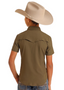 ROCK & ROLL BOYS TEK OLIVE GREEN PEARL SNAP SHORT SLEEVE