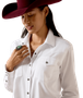 WOMENS ARIAT SILVER HORIZON WESTERN PEARL SNAP SHIRT