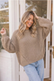CAMEL TAN WAFFLE KNIT OVERSIZED SWEATER