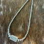 20" STERLING SILVER PEARL NECKLACE WITH FLOWER BARREL 