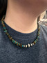 TURQUOISE NUGGET AND GRADUATED STERLING PEARL NECKLACE 