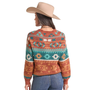 WOMEN'S RUST AZTEC SWEATER