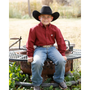 YOUTH BOYS CINCH BURGUNDY STRIPED BUTTON DOWN