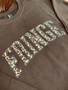 FRINGE LEOPARD PRINT VARSITY CREWNECK