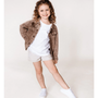 KID'S BROWN MINERAL WASH DENIM JACKET