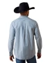 ARIAT MENS PRO-SERIES BLUE STRIPED LONG SLEEVE PEARL SNAP