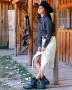 CRUEL WOMENS CREAM FRINGE SUEDE SKIRT