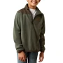 ARIAT BOYS 1/4 ZIP FLEECE PULLOVER GREEN - FRINGE WESTERN WEAR