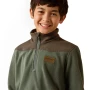 ARIAT BOYS 1/4 ZIP FLEECE PULLOVER GREEN