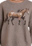 R&R HEATHERED BROWN HORSE SWEATER WOMENS