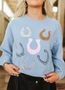 WOMENS BLUE HORSESHOE KNITTED SWEATER