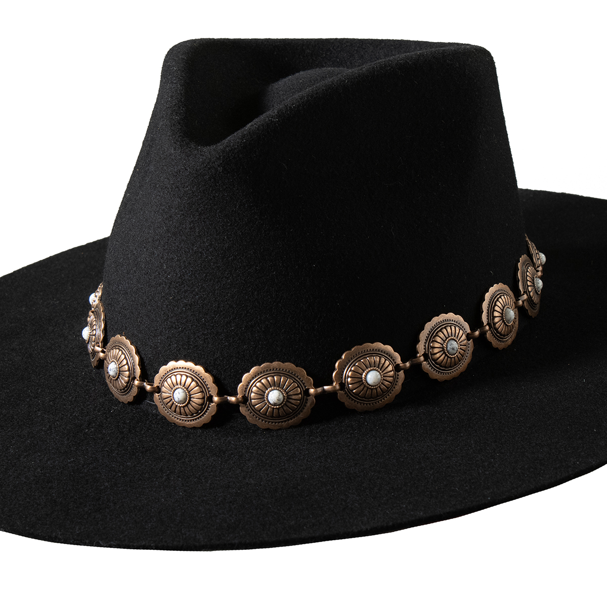 3D CONCHO STONE COPPER HAT BAND - FRINGE WESTERN WEAR
