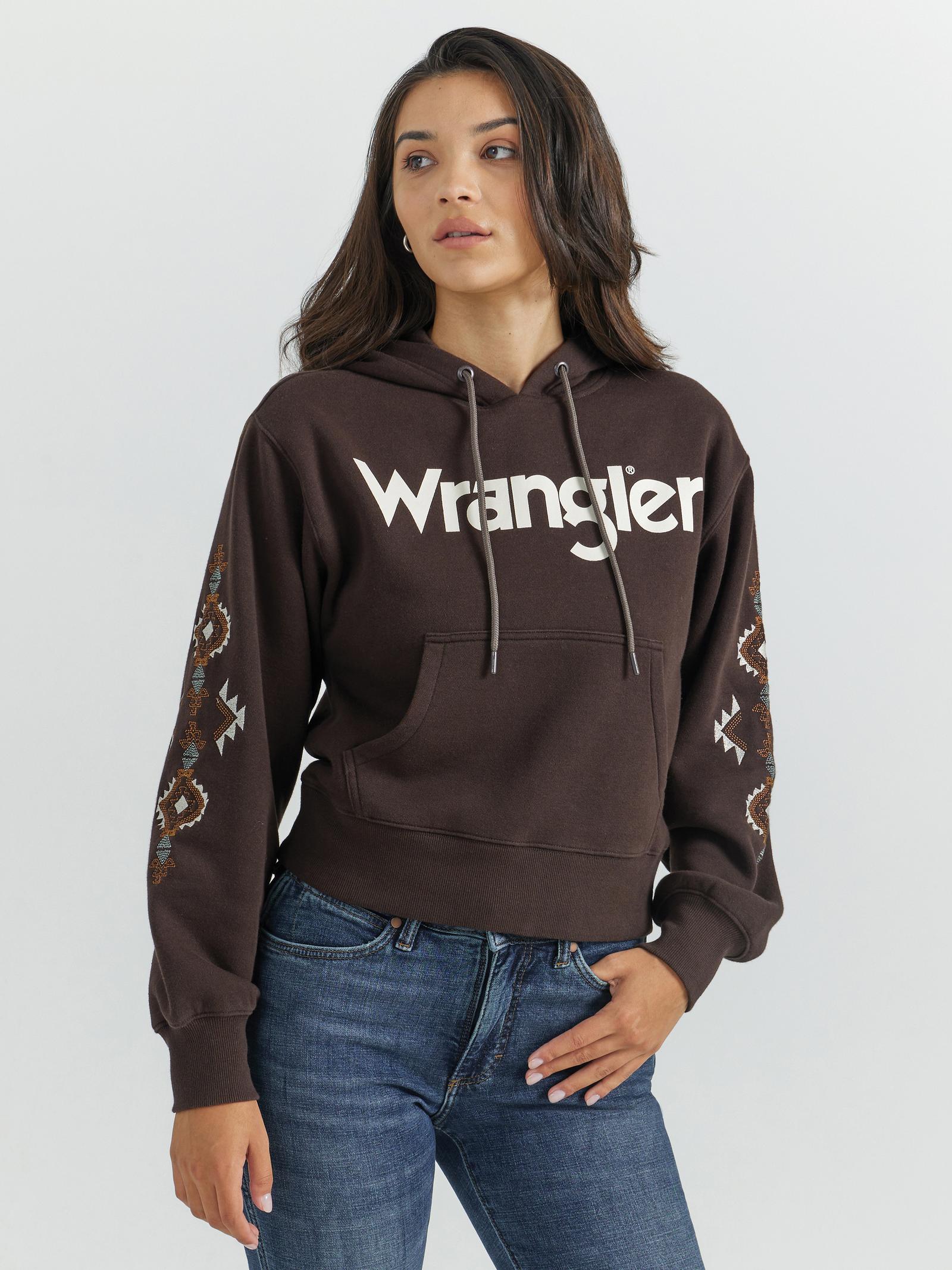 WRANGLER WOMENS DARK BROWN PUNCH HOODIE - Main Image