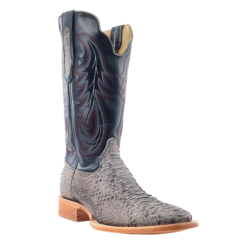 RWATSON GREY SUEDED BACK CUT PYTHON BOOT - FRINGE WESTERN WEAR
