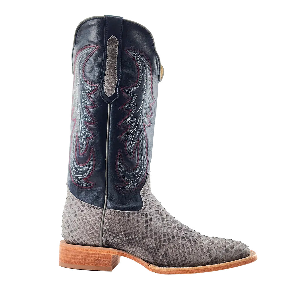 RWATSON GREY SUEDED BACK CUT PYTHON BOOT - FRINGE WESTERN WEAR