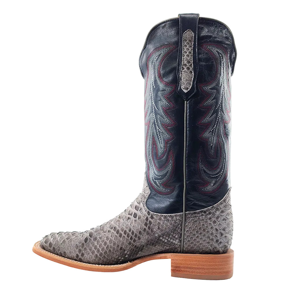 RWATSON GREY SUEDED BACK CUT PYTHON BOOT - FRINGE WESTERN WEAR