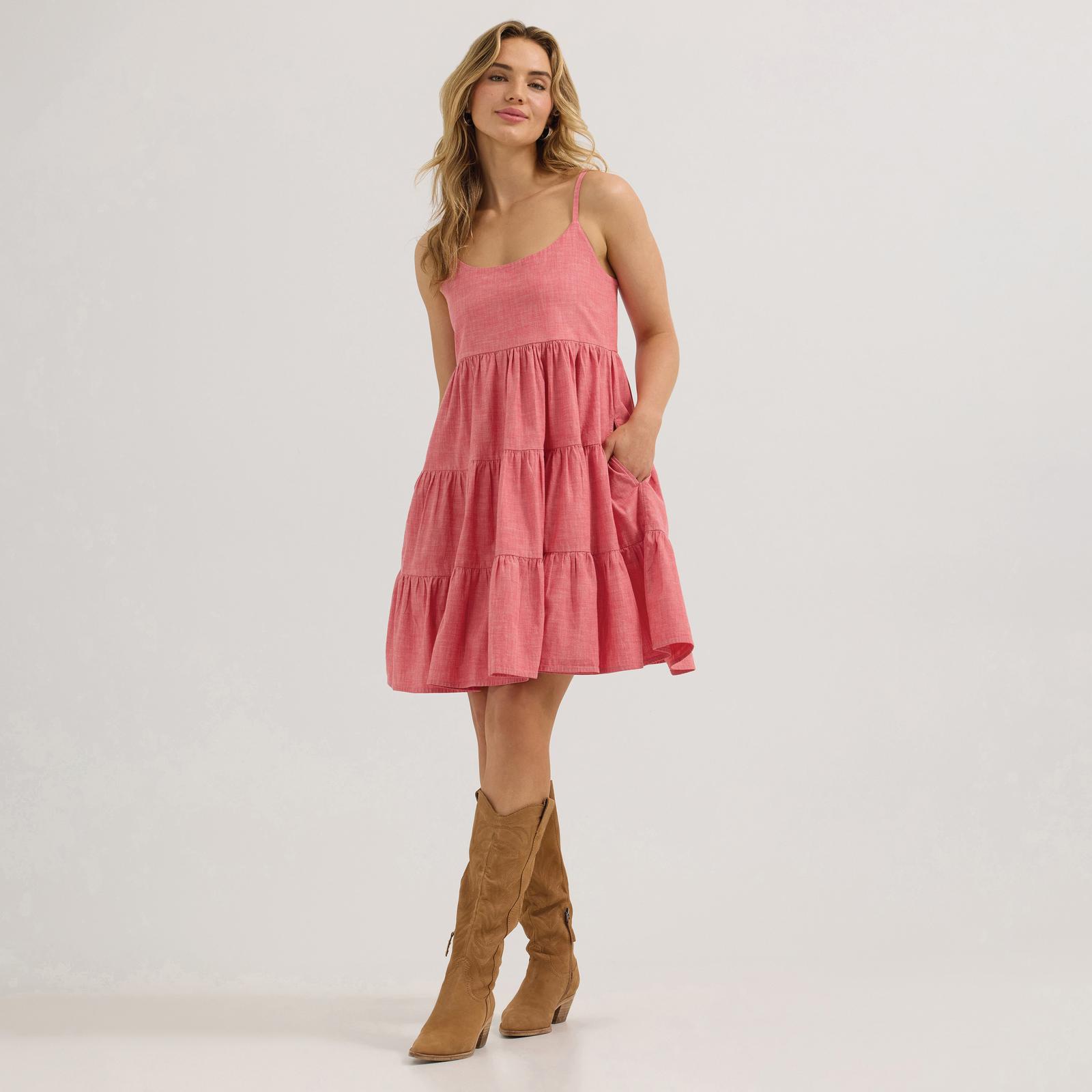 WRANGLER WOMENS TIERED MINI DRESS RED FRINGE WESTERN WEAR — free download