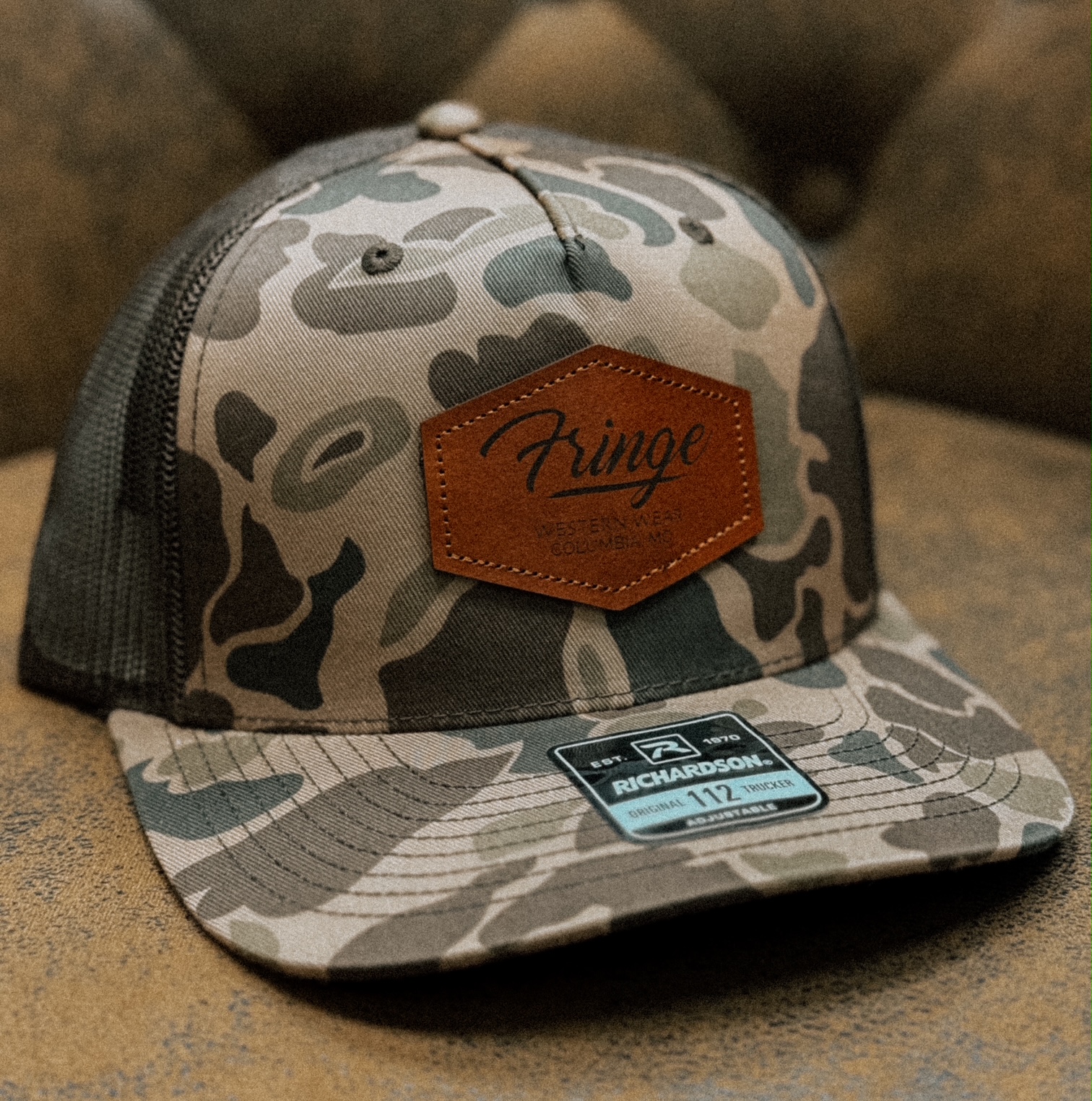 RICHARDSON 112 BARK CAMO EMB FRINGE CAP - FRINGE WESTERN WEAR