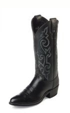 JUSTIN MEN'S 1409 BLACK ROUND TOE WESTERN BOOTS - FRINGE WESTERN WEAR