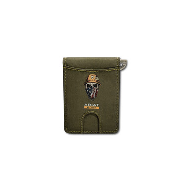 Ariat Brown Floral Money Clip Wallet
