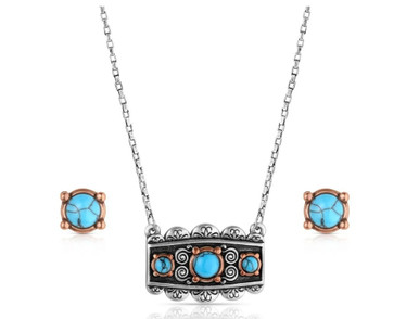 ＊imane＊ポワージュブルー2点セット JS6487 TURQUOISE JEWELRY SET-Montana Turquoi - FRINGE WESTERN WEAR