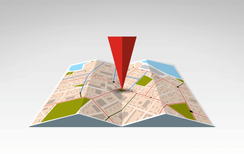 Map pin marker highlighting a location, representing choosing the best vending machine placement.