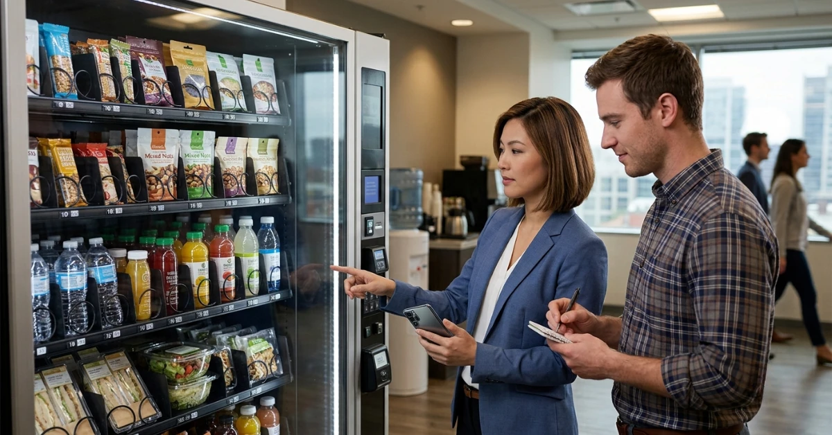 High-margin wellness products stocked in a modern office vending machine
